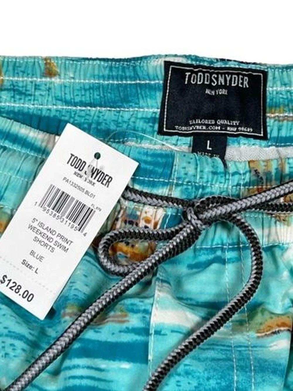 NWT! Todd Snyder Weekend Swim Shorts 5” Island Print Blue Men’s Size L Beach
